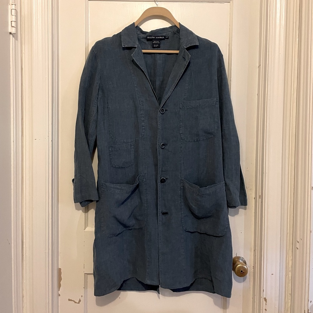 Ralph Lauren Blue Linen Shirt Dress SZ S
